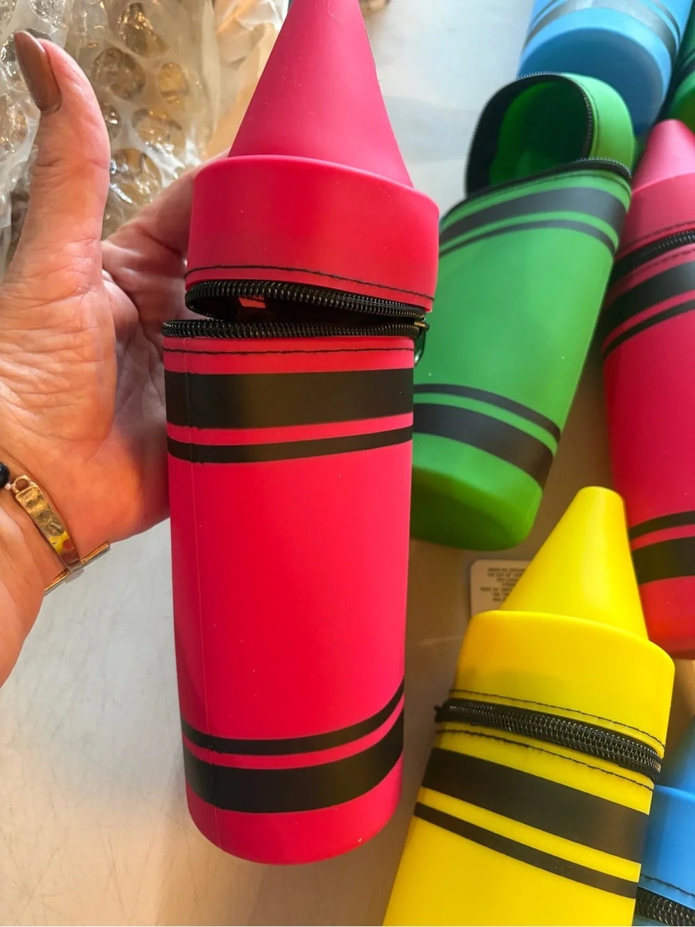 Colorful Crayon-Shaped Pencil Cases - Blue, Green, red,Yellow set of 4